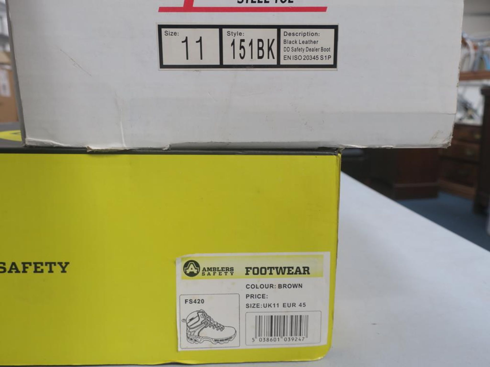 * Two pairs of New/Boxed Safety Boots. ToeSavers black Leather style 151BK size 11, Amblers Safety - Image 3 of 3