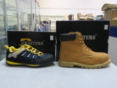 * Two pairs of New/Boxed Grafters Footwear. A pair of Navy/Yellow 'Blue Bird' Safety Trainer