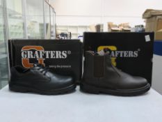 * Two pairs of new/boxed Grafters Footwear: a pair of Black Leather Safety Gibson Shoes size 12