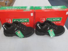 * Two pairs of New/Boxed Click Trainers (Safety) CDDTB D/D Trainer Shoe in black both size 9