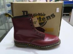 * A pair of new/boxed Dr Martens Cherry Red Smooth 8 eyelet Boots size 15