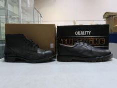 * Two pairs of new/boxed Tuffking Footwear: a pair of Black Boots with External Toe Cap size 12