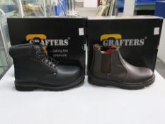 * Two pairs of New/Boxed Grafters Footwear. A pair of Black Leather Padded Safety Boots size 7,