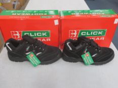 * Two pairs of New/Boxed Click Trainers (Safety). CDDTB D/D Trainer Shoe in black size 8 and 10