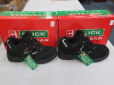 * Two pairs of New/Boxed Click Trainers (safety) CDDTB D/D Trainer Shoe in black sizes 6 and 7