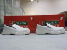 * Two pairs of new/boxed Click M-F Slip on Shoes in White (one pair size 6, the other pair size
