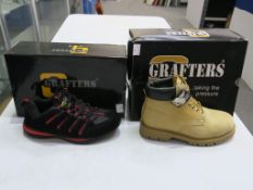 * Two pairs of new/boxed Grafters Footwear: a pair of Black/Red Safety Trainer Shoes 'Red Devil'