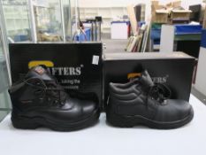 * Two pairs of New/Boxed Grafters Footwear. A pair of Black Leather Padded Collar D-Ring Safety