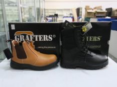 * Two pairs of new/boxed Grafters Footwear: a pair of Tan Trans Dealer Boots EN 150 20345 size 7,