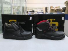 * Two pairs of new/boxed Grafters Footwear: a pair of Black Leather Padded Collar D-Ring Safety