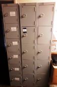 Two 5 compartment lockers and six compartment locker each approx. 5.5ft high and 1ft wide