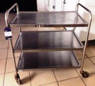 Stainless steel mobile trolley with three trays