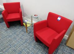 2 Upholstered Red Arm Chairs