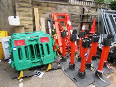 Quantity pedestrian safety barriers, road signs and traffic cones