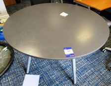 Circular meeting table with Senator ADL12C upholstered mobile meeting chair