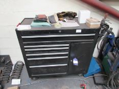 Steel multidrawer roller cabinet and contents