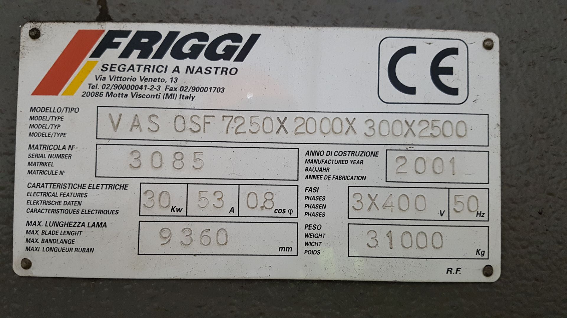 * Friggi VAS OSF Automatic Stainless Steel Saw - Bild 14 aus 15