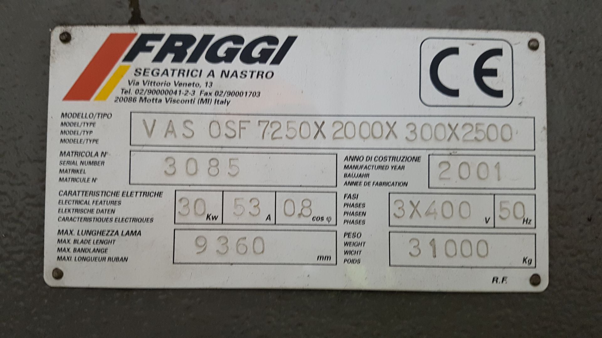 * Friggi VAS OSF Automatic Stainless Steel Saw - Bild 15 aus 15