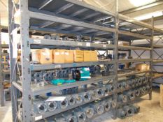 Large quantity of aluminium gearboxes, and associated items to racking