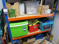 Contents to rack excluding chain saws, to include Yellow High-Vis Jacket, 3 Small Blackboards,
