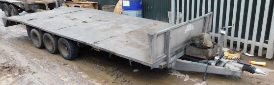 Coastal Towbars Tri-Axle low height plant trailer, 16” x 6’6” load platform, plant number V03