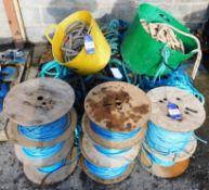Assortment of Rope to Pallet, 2 buckets and 8 reels of rope