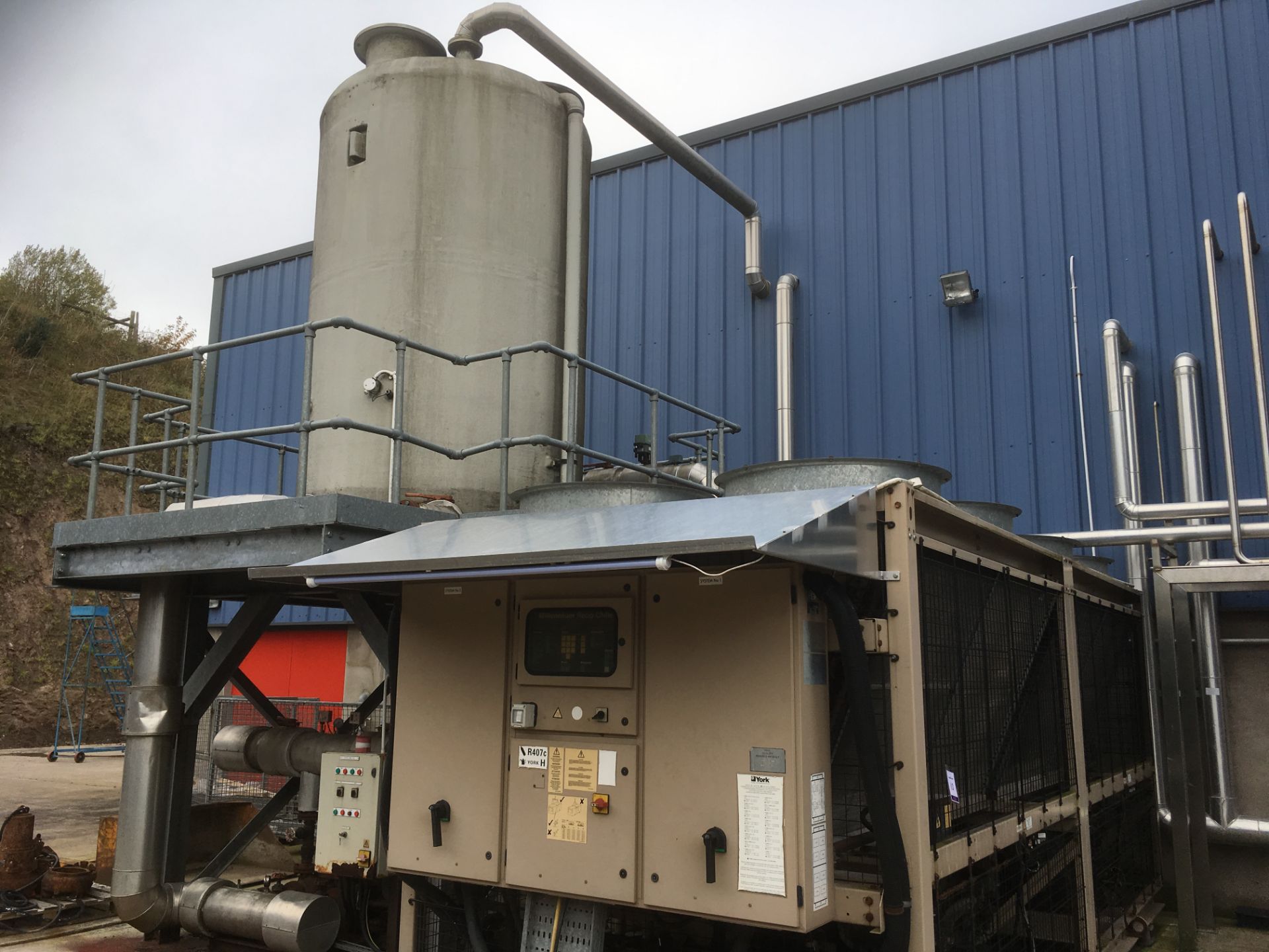 * 2004 York International Millenium Recip Chiller with Gantry Mounted Gylcol Buffer Tank and Skid