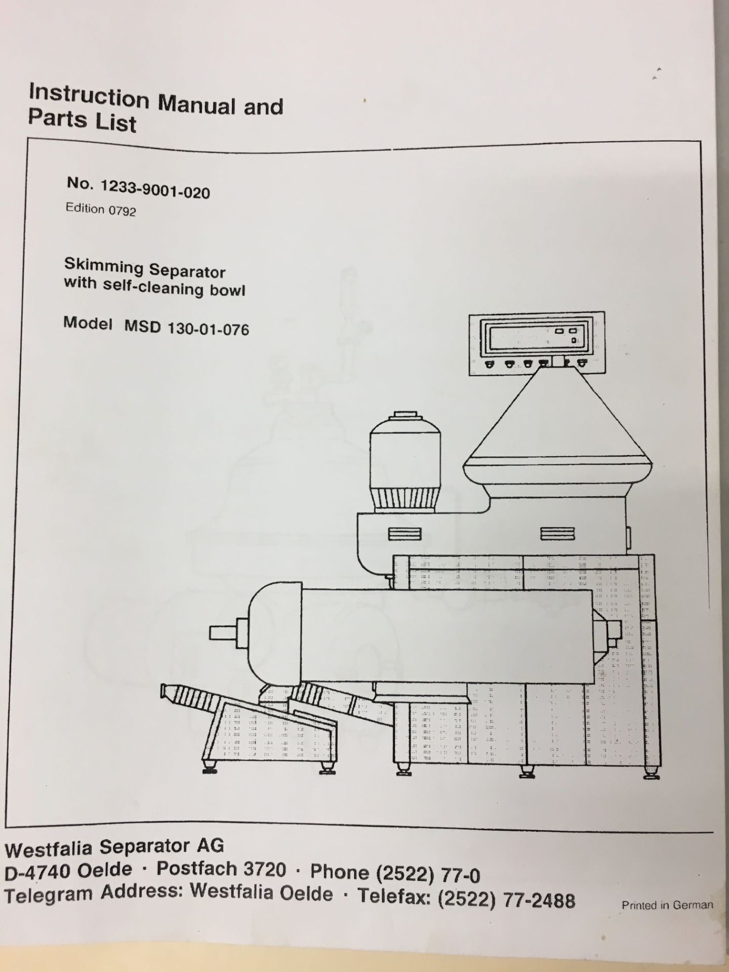 * 2004 Gea Westfalia MSD 130-01-07 Separator and Control Panel (Capacity c 20,000 Litres Per Hour) - Image 9 of 9