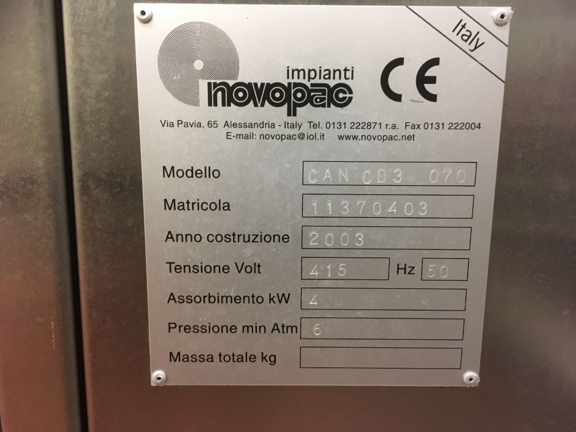 * 2003 Novopac Model CAN CD3070 L-Shaped Overwrapper with Model BM2007 Shrink Tunnel s/n 1137040. - Image 3 of 6