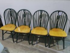 * Four, Farmhouse Chairs with Lightwood Seats and Green Back (est £30-£60)