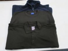* A box containing a selection of tops including Navy Jumpers (Medium) and Black Jumpers (Small)