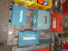Various Makita Hand Tools (incomplete sets) together with various Sockets and Drill Bits
