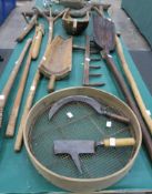 * A selection of Early Farming/Agricultural Wooden Tools, to include Pitchforks, Thatchers Tool,