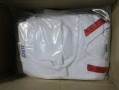 * 6 X boxes of Workwear White Coats Red Colour Collar