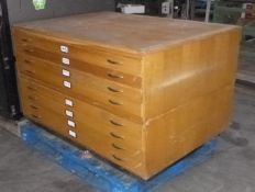 * Oak Effect 8 Drawer Plan Chest. Please note there is a £10 plus VAT Lift Out Fee on this lot.