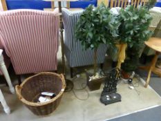 * Miscellaneous Lot: three Indoor Plant Ornaments with LED Lighting, a Cast Iron Stick Stand, a