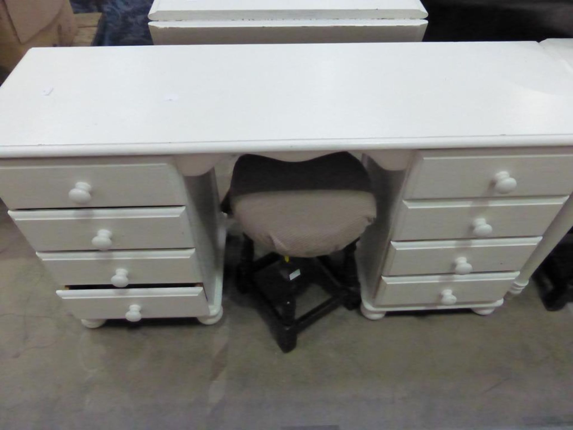 * A Victorian Style White Painted Kneehole Dressing Table with eight drawers, a smaller similar - Image 2 of 3
