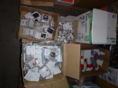* A pallet of various Light Switches, 3PH Adaptors and a Vortice Vort Penta Fan Unit. Please note