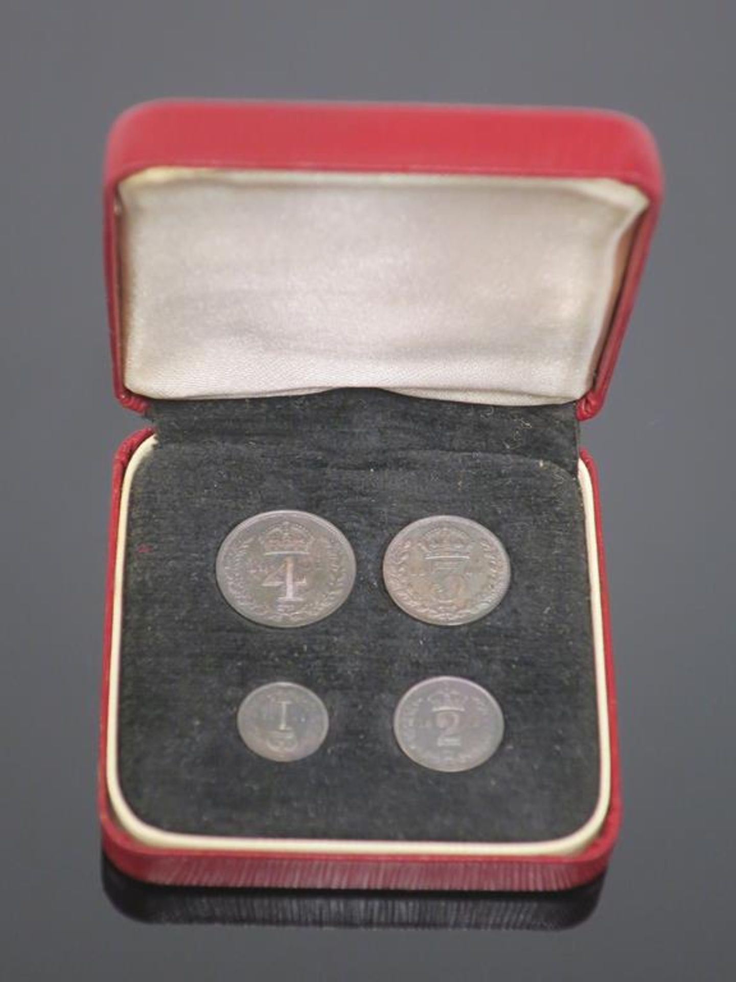 Maundy Money. A Boxed Set of Four Coins, dated 1902, in Bespoke Fitted Box (est £80-£120)