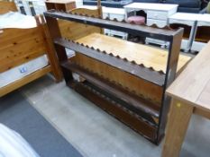 * An Antique Style Oak Welsh Dresser Delft Rack with three open shelves 148cm (est £20-£40)