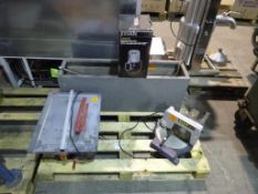 * A Pallet to include a Power Craft PKZ-210 240V Mitre Saw, a Power Craft MJ-10205-111B 240V Table