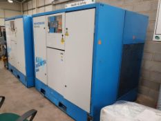 * Demag Regatta 160 Screw Compressor, YOM:1996 motor power: 90 kW, pressure: 7.5 bar, Weight 2300Kg.