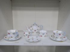 An eight piece, Shelley Rose Pansy Forget Me Not Bone China (13424) Tea Set to include Tea Pot,