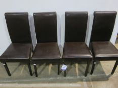 * Four Brown Faux Leather Scroll Back Chairs (4) (est £30-£60)