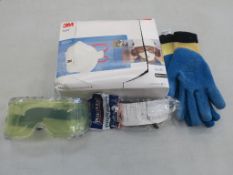 * A box containing various PPE (Work Gloves, Eye Protection, Breathing Masks etc.)