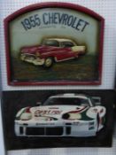 A Decorative Wall Hanging ''Introducing the 1955 Chevrolet'' (60cm x 50cm) and a Painting of a