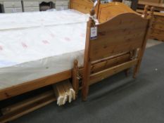 * A 3 foot Single Bed with Pine Headboard and slatted framework (est £20-£40)