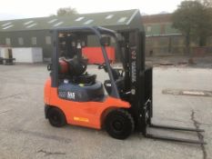 * Toyota 18 Gas Forklift. A Toyota Model 42-7FGF 18 Gas Fired Forklift Truck with Triplex Mast and