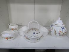 Four Aynsley Items to include Cottage Garden Strawberry Basket with Creamer and Sugar Bowl