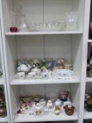 Three Shelves of Mixed Ceramic Items to include: A Shelly Baby's Plate (Reg No 731982) ''Ride a Cock